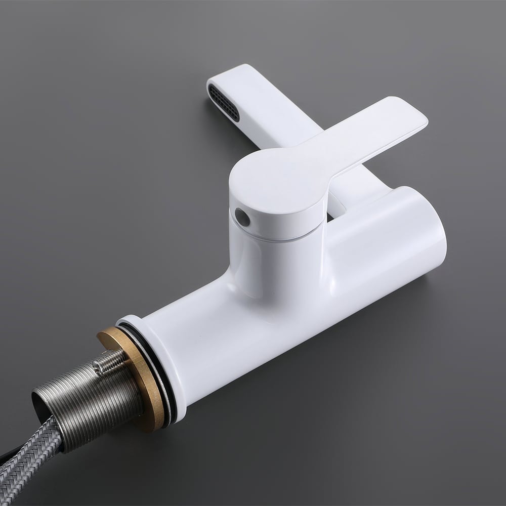 Modern White Single Hole Bathroom Basin Tap Intelligence Temperature Digital Display window image