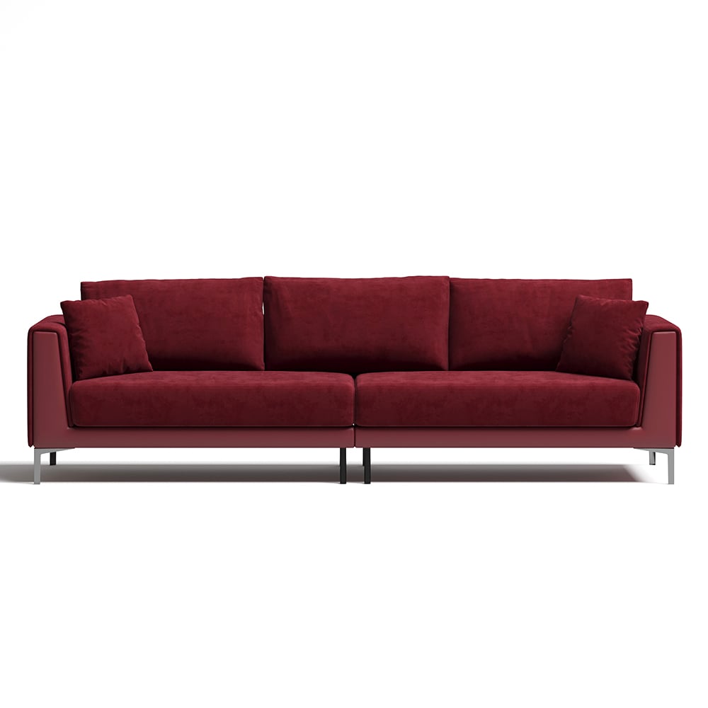 106" Wine Red Modern Modular Velvet Living Room Deep Sofa for 4 Seaters