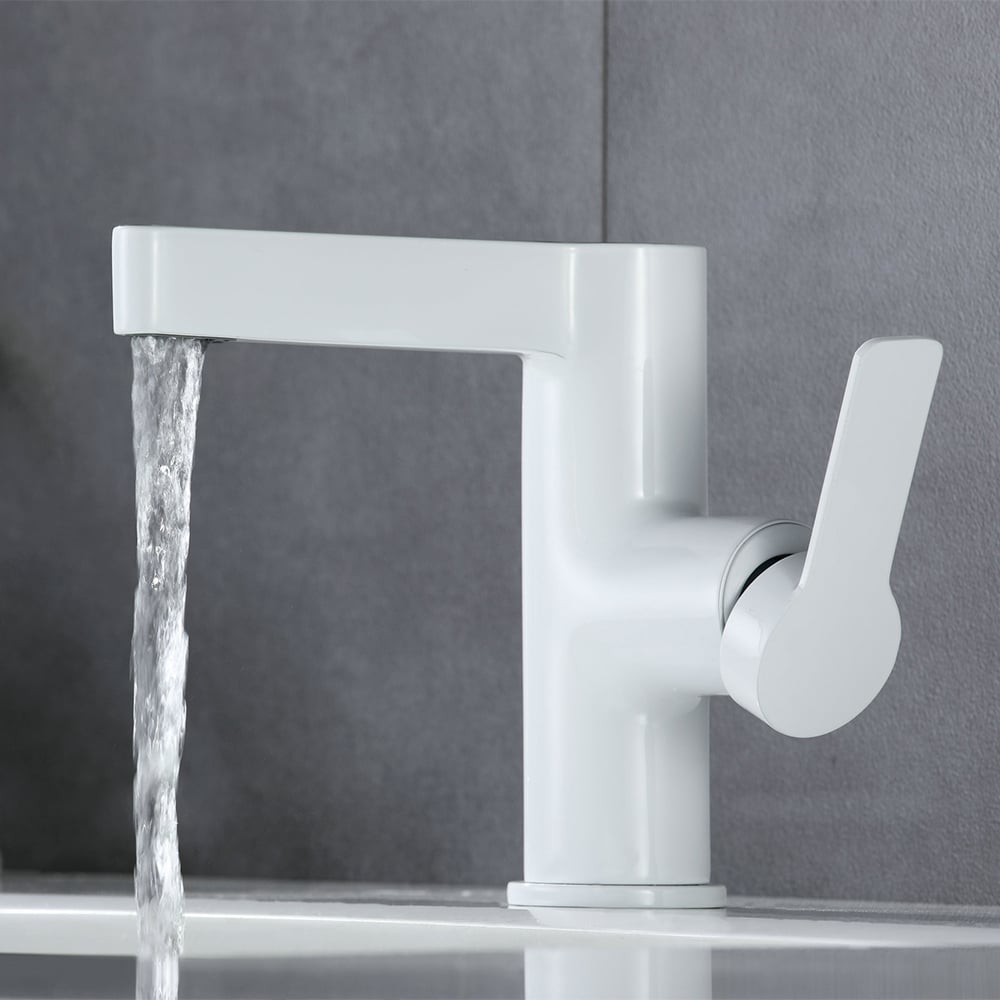 Modern White Single Hole Bathroom Basin Tap Intelligence Temperature Digital Display window image