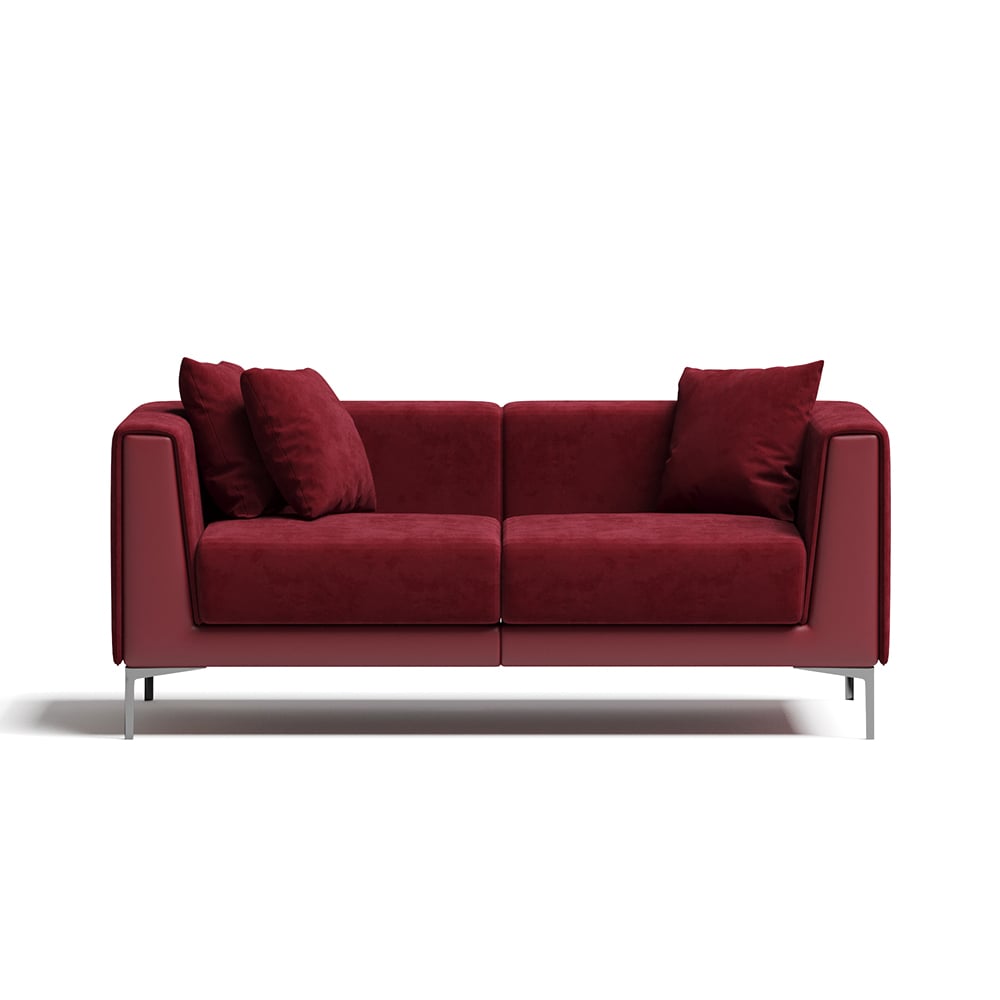 65" Wine Red Modern Modular Velvet Living Room Deep Sofa for 2 Seaters window image