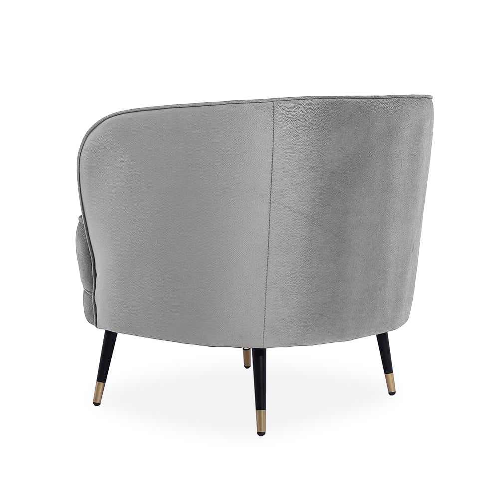 790ｍｍ Round Grey Velvet Accent Chair with Tufted Back & Metal Legs window image