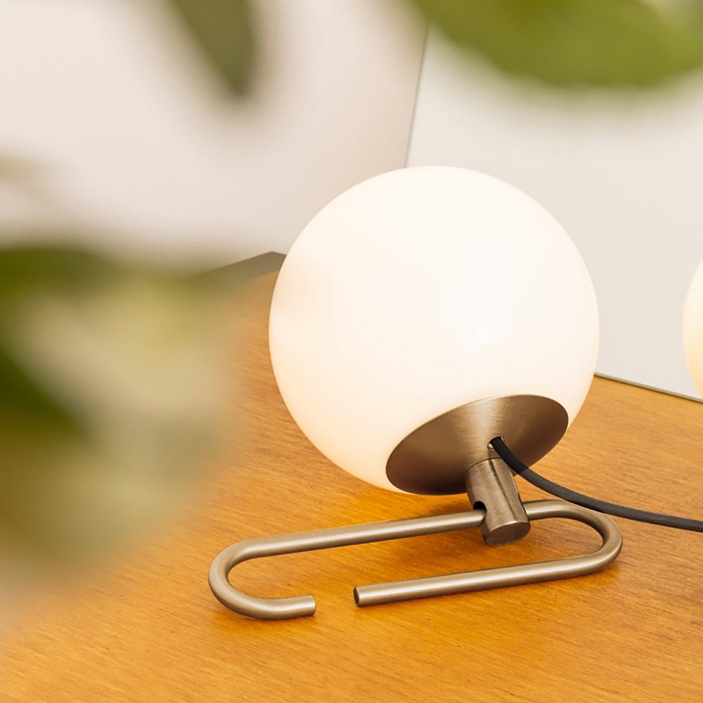 Modern Globe Plug-in Wall Sconce Brass Indoor Wall Light window image