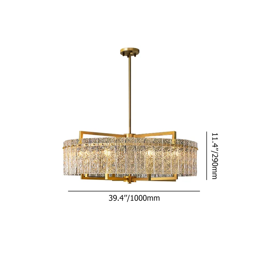 Lustre à tambour moderne en laiton 10 lumières avec tige de suspension réglable Poids, dimensions, image