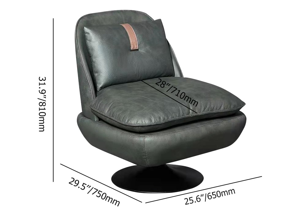Modern Green Swivel Accent Lounge Chair Leath-Aire Upholstery Black Base weights dimensions image