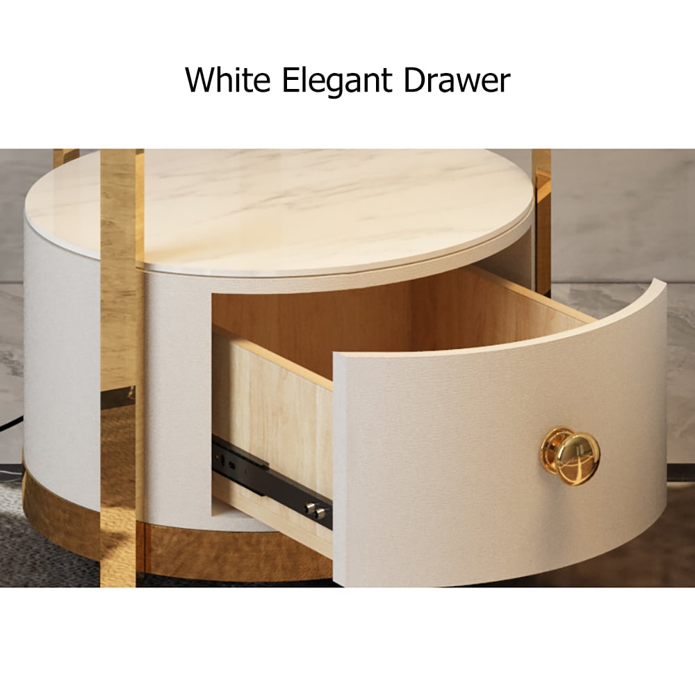 Feather Arc Floor Lamp White End Table Wireless Charging & USB Port Included window image