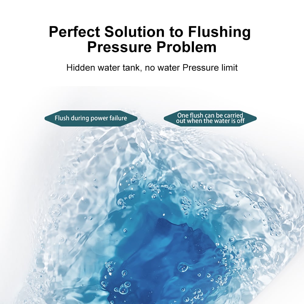 Biała wydłużona inteligentna jednoczęściowa automatyczna toaleta naścienna ze zbiornikiem ściennym obraz okna