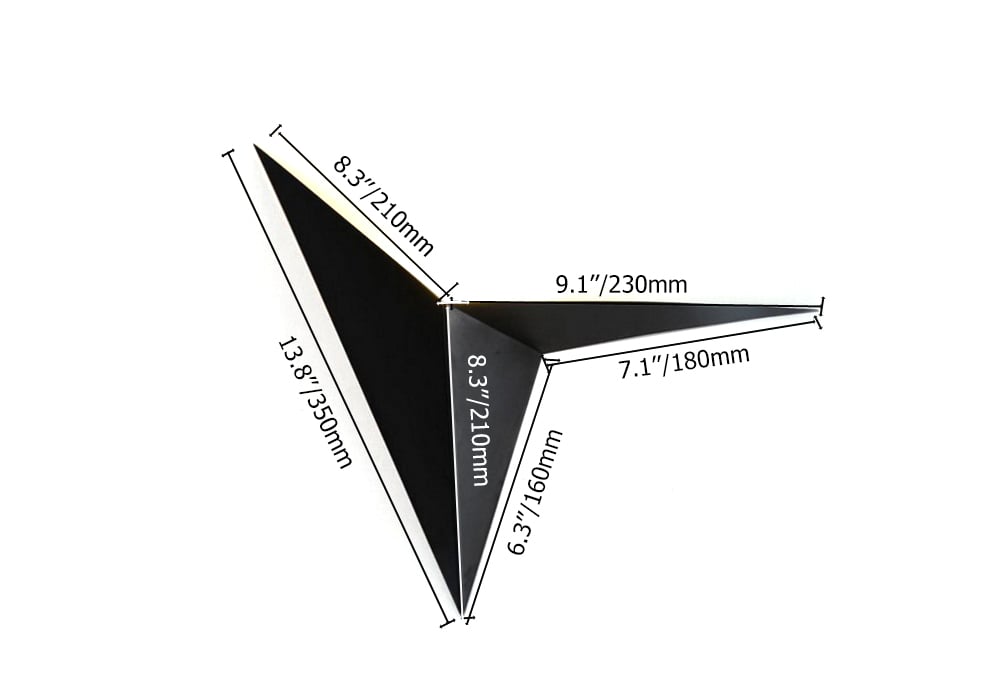 Lampe murale moderne Simple Noir Triangle Métal Abat-jour LED Uplight Poids, dimensions, image
