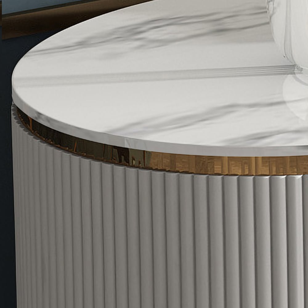 White Sideboard Buffet Marble Top Modern Sideboard with Drawers & Doors in Gold window image