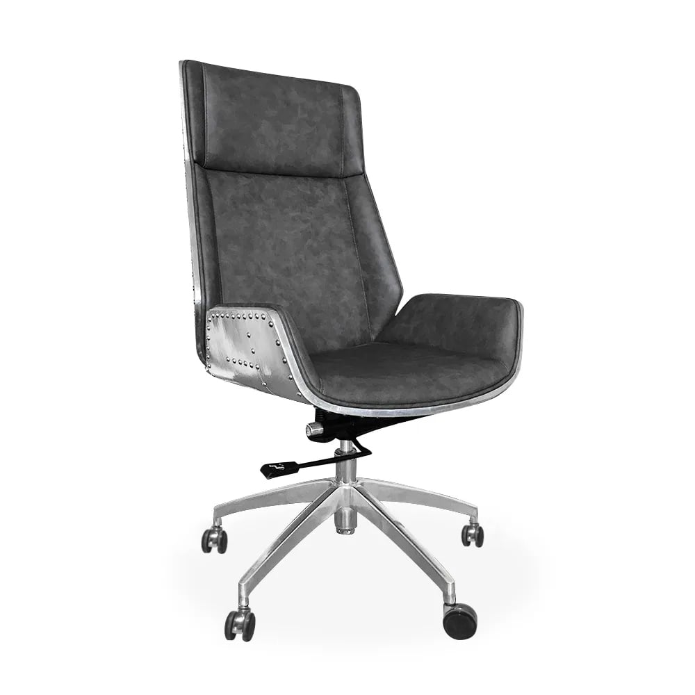 Leath-Aire Executive Chair Upholstered Office Chair with Aluminum Veneer window image