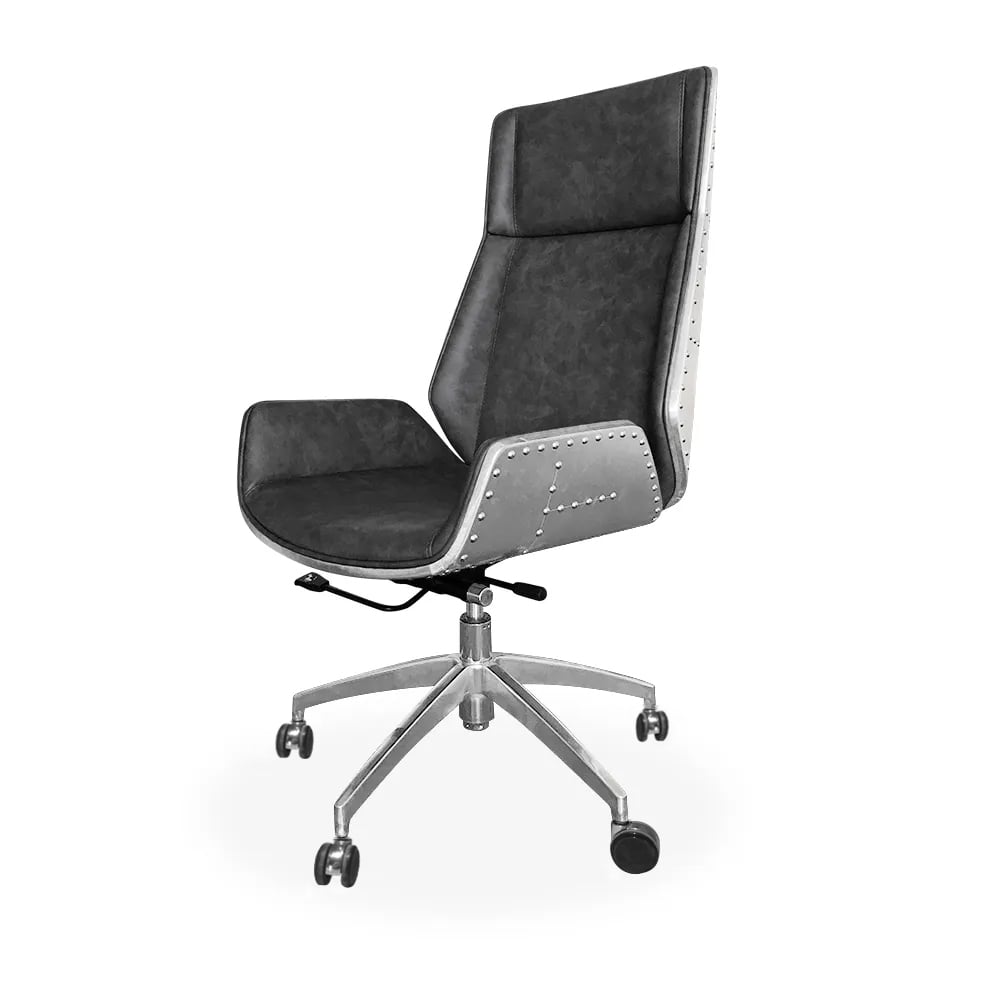 Leath-Aire Executive Chair Upholstered Office Chair with Aluminum Veneer window image