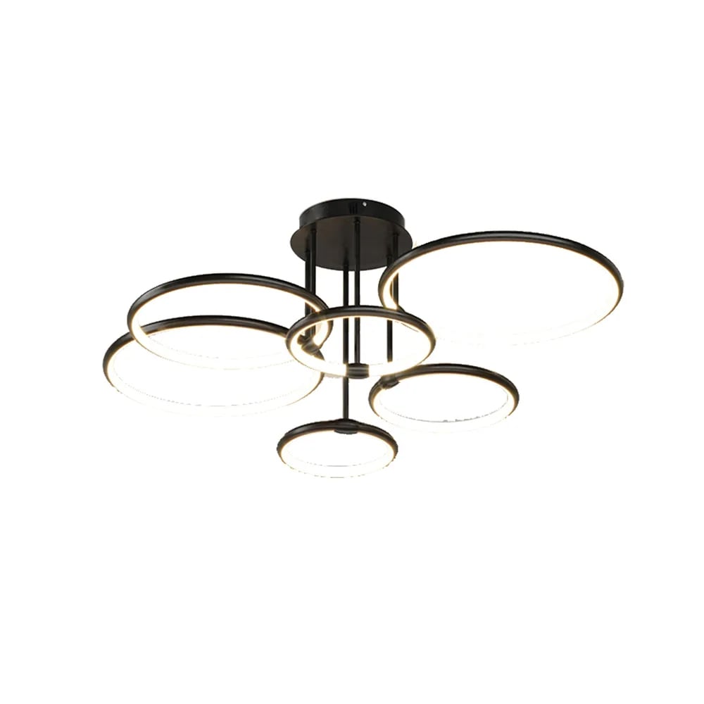 Lustre à LED en métal semi-encastré noir à 6 lumières image de fenêtre