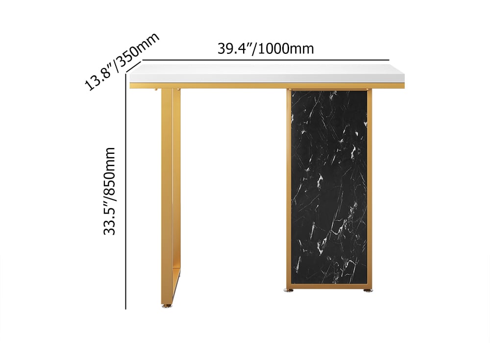 1000mm White and Black Narrow Console Table Modern with Wooden Top Hallway Table weights dimensions image