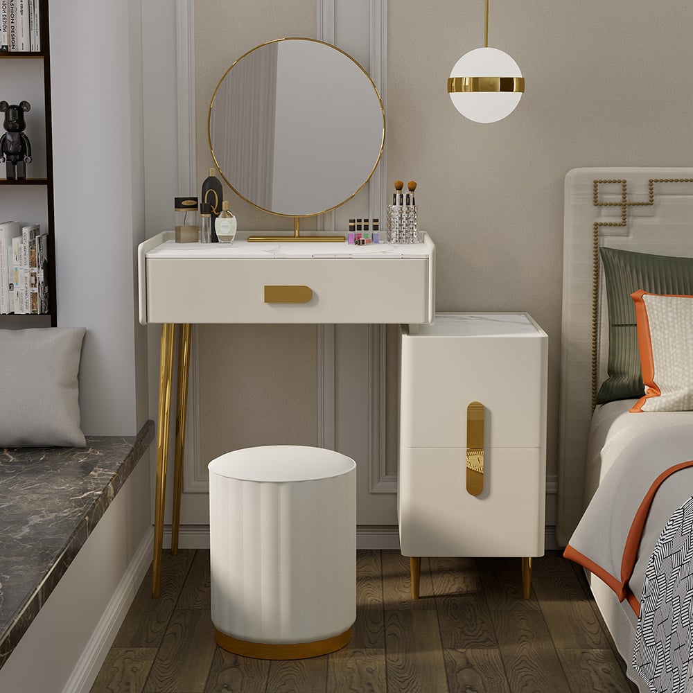 Tabouret Pivotant Avec Dossier Bas – Cuir PU, Rembourrage Confort, 360°, Charge 150 Kg – Idéal Maquillage, Salon, Bureau