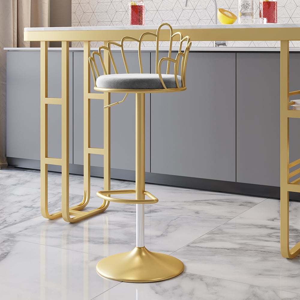 Set Of 2 Grey PU Leather Swivel Bar Stools – Kitchen Counter Chairs, Diva Home, 160kg Capacity