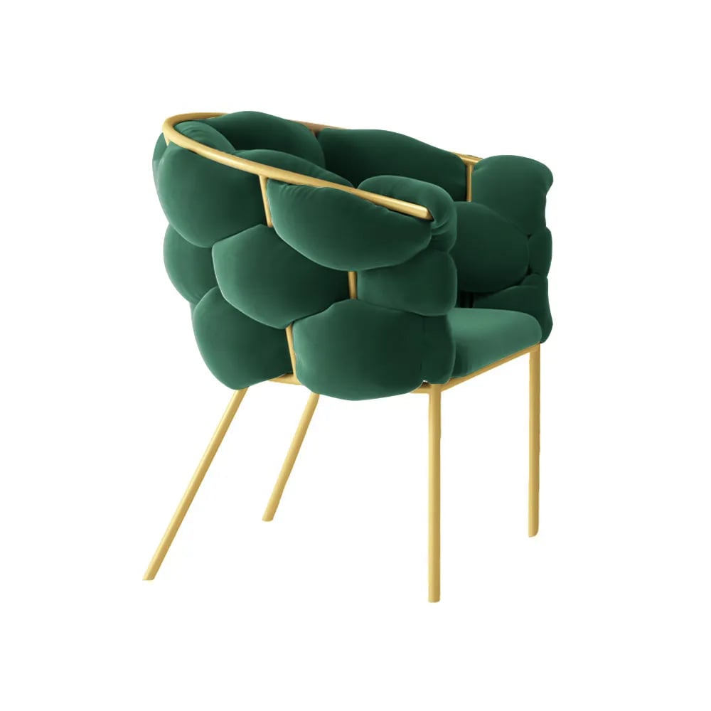Grüner nordischer Akzent Stuhl Samt Polsterstuhl Tufted Stuhl Schaufensterbilder