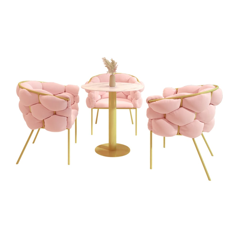 Pink Nordic Accent Chair Velvet Upholstery Chair Tufted Chair window image