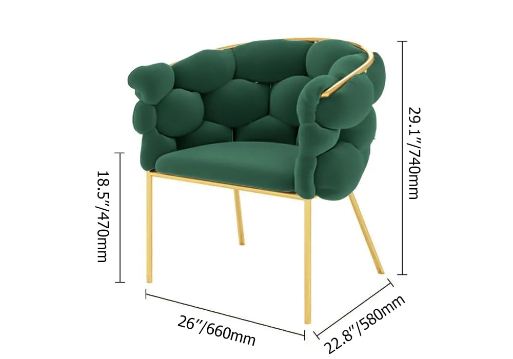 Grüner nordischer Akzent Stuhl Samt Polsterstuhl Tufted Stuhl Bild der Gewichte & Abmessungen