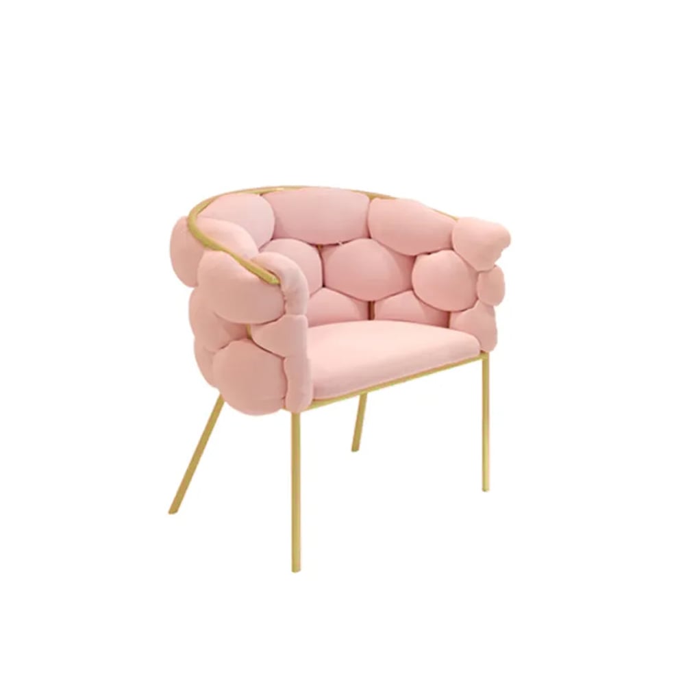 Pink Nordic Accent Chair Velvet Upholstery Chair Tufted Chair window image