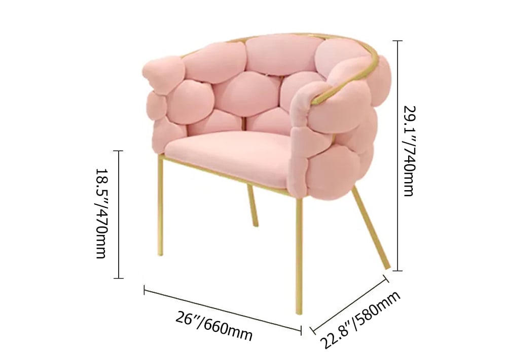 Pink Nordic Accent Chair Velvet Upholstery Chair Tufted Chair weights dimensions image