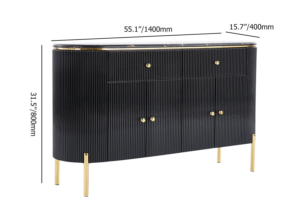 1400 mm moderne Marmorplatte Buffet & Sideboard Türen & Schubladen & Regale Bild der Gewichte & Abmessungen