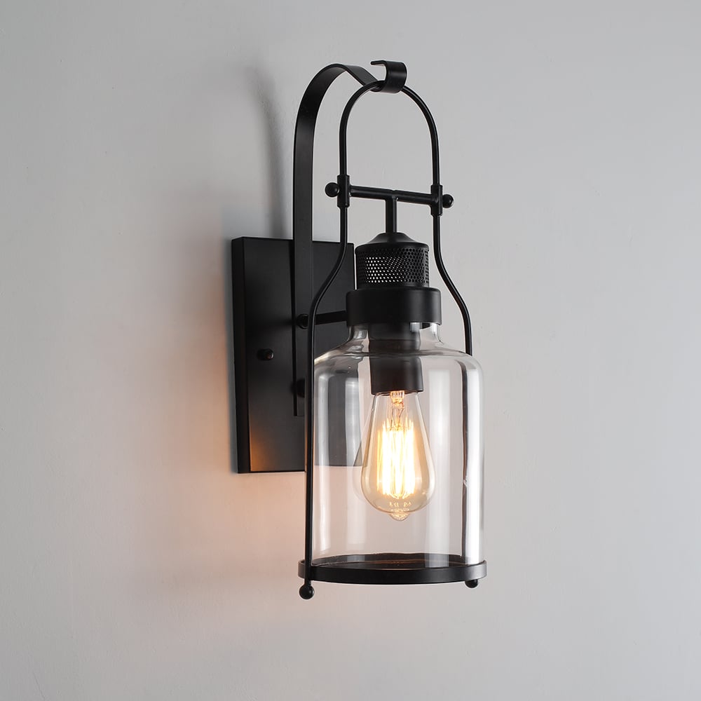 Industrial Loft Lampe murale en métal rouille avec verre transparent image de fenêtre