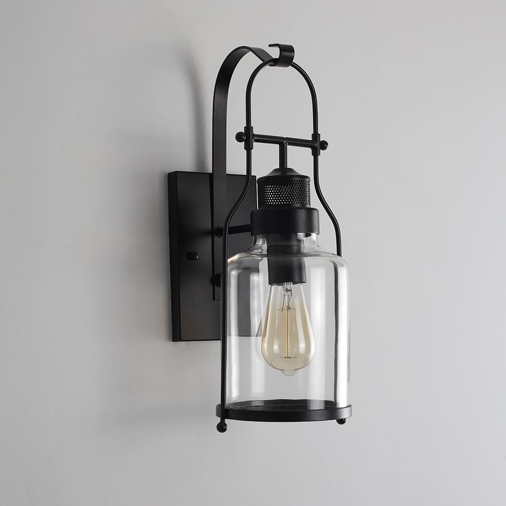 Industrial Loft Lampe murale en métal rouille avec verre transparent image de fenêtre
