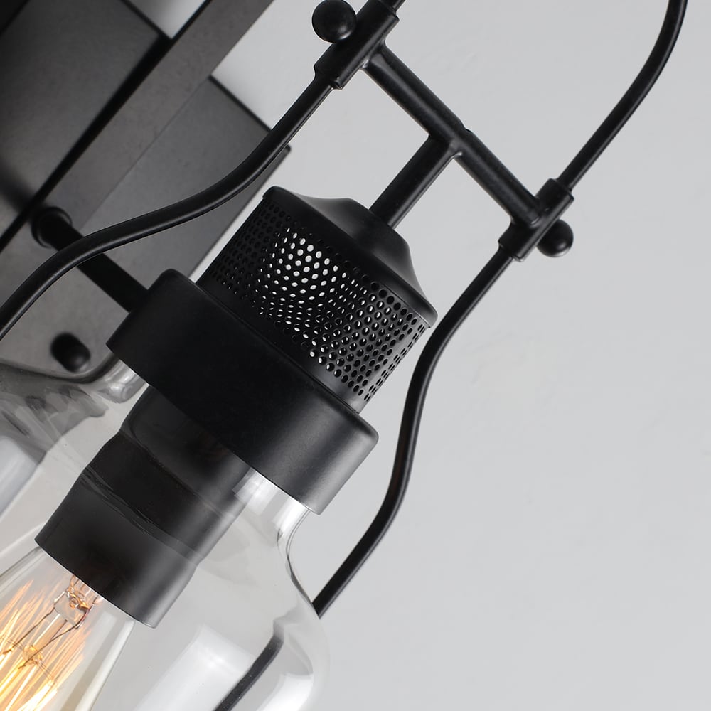 Industrial Loft Lampe murale en métal rouille avec verre transparent image de fenêtre