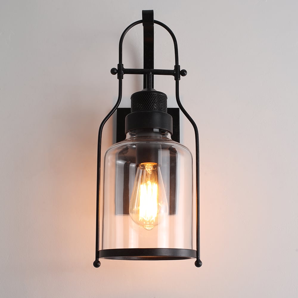 Industrial Loft Lampe murale en métal rouille avec verre transparent image de fenêtre