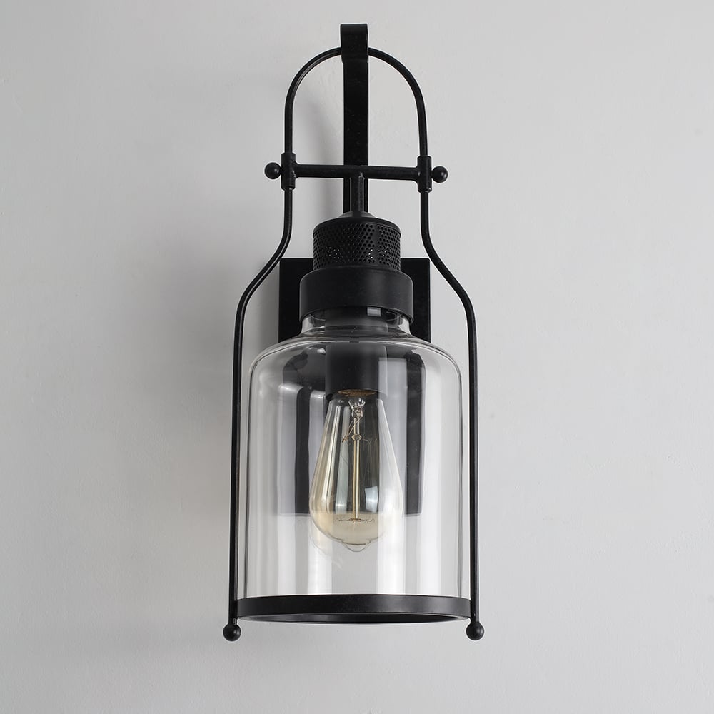 Industrial Loft Lampe murale en métal rouille avec verre transparent image de fenêtre