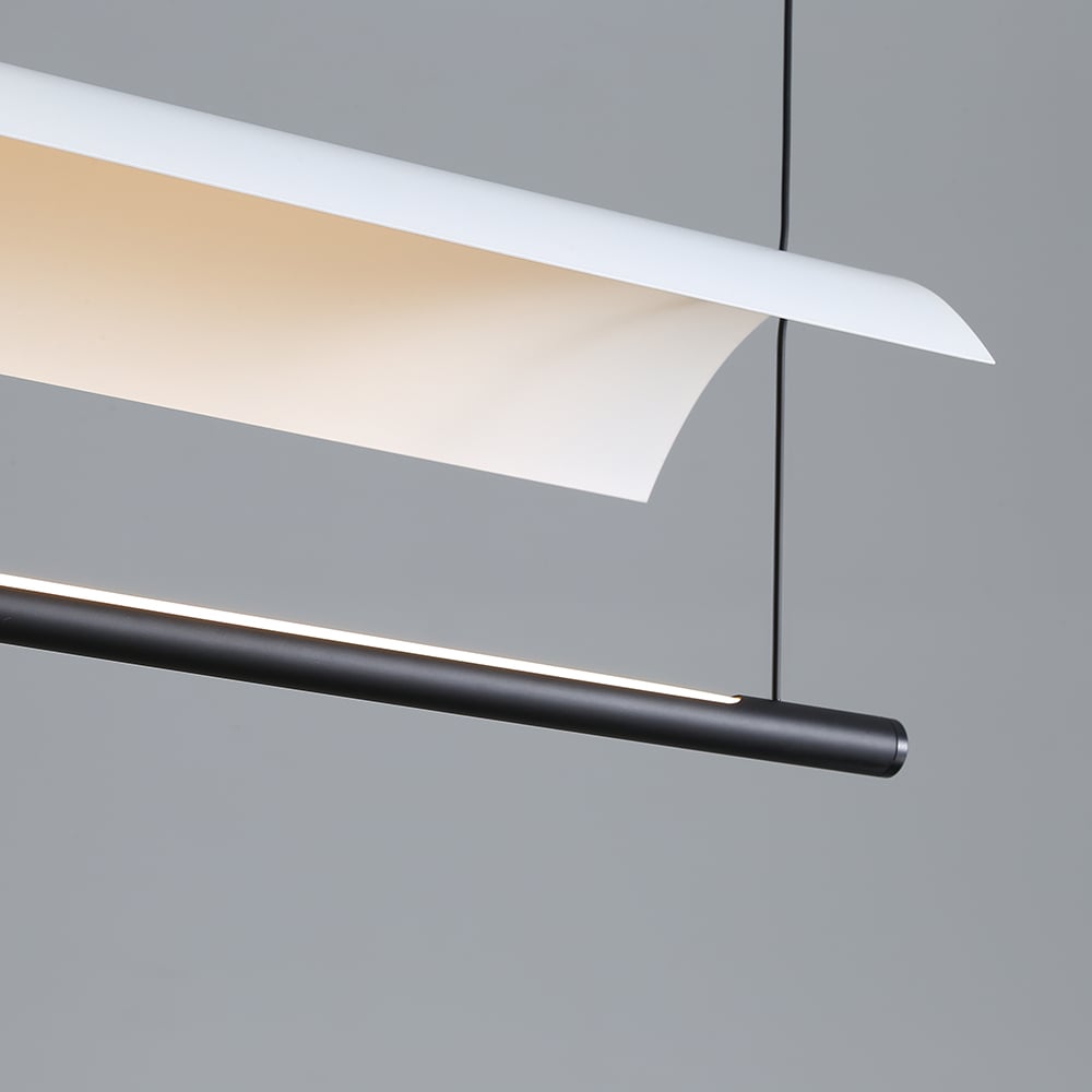 Modern Linear LED Kitchen Island Light Metal Black & White window image