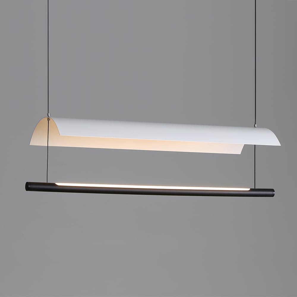 Modern Linear LED Kitchen Island Light Metal Black & White window image