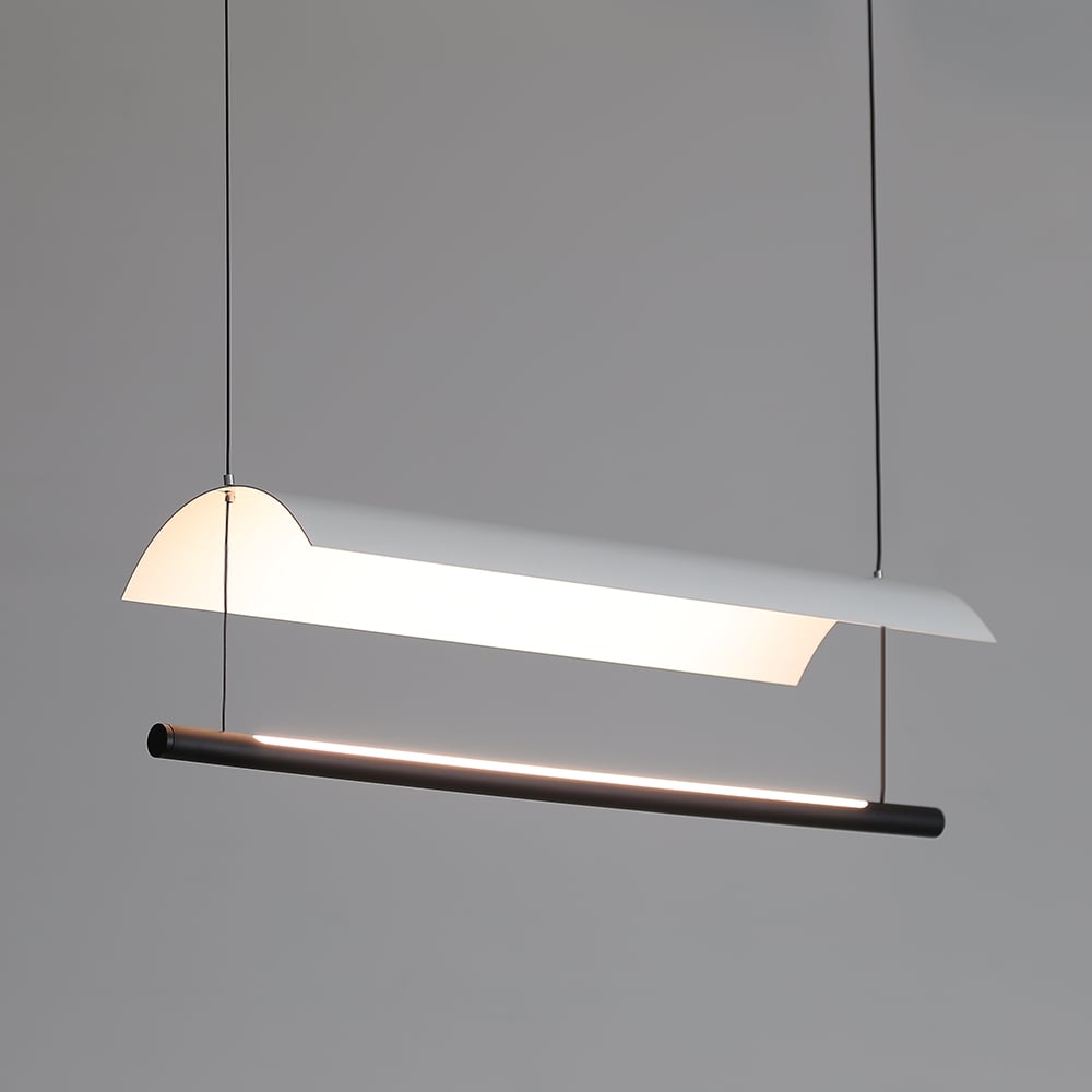 Modern Linear LED Kitchen Island Light Metal Black & White window image