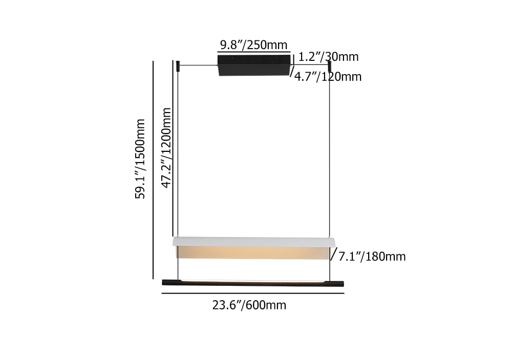 Modern Linear LED Kitchen Island Light Metal Black & White window image