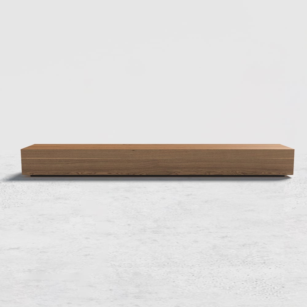 Armário de TV Morami com 4 gavetas de 220 cm em nogueira e preto Imagem da janela