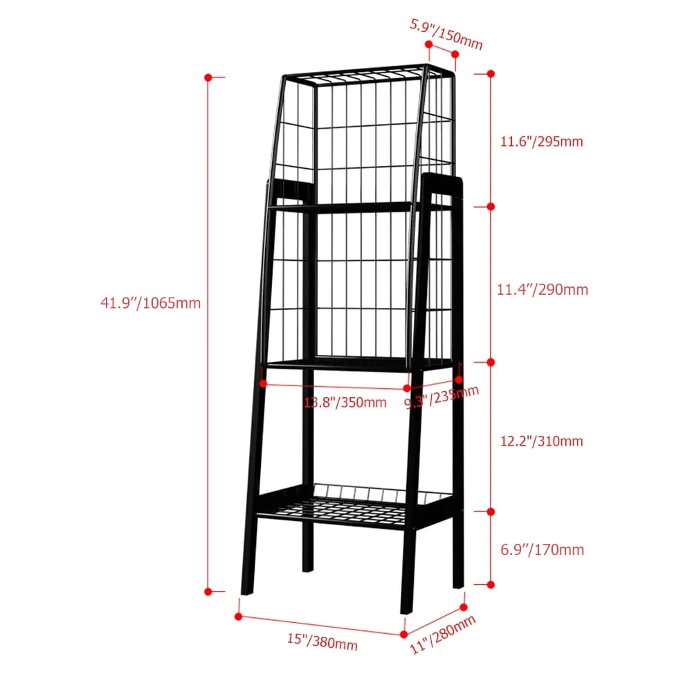 Industrial Black Bookshelf with 3-Tier Basket Office Bookcase weights dimensions image