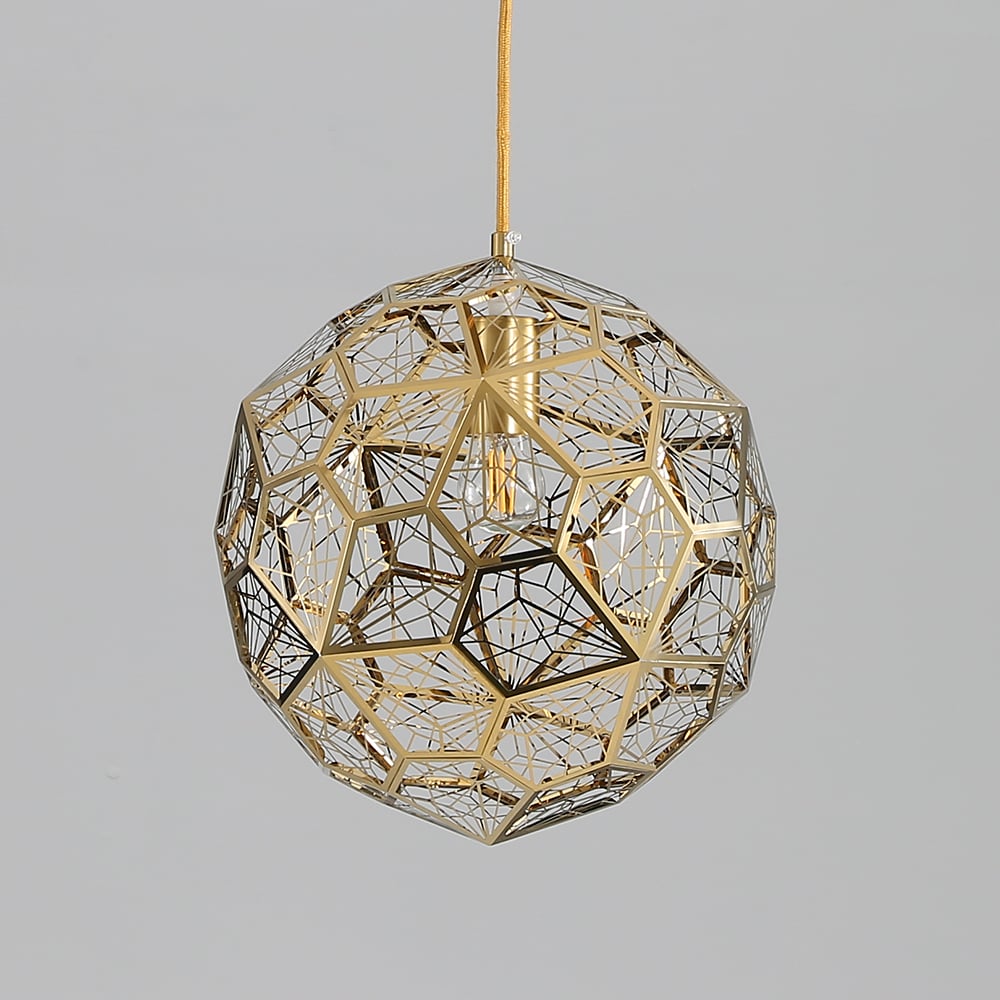 Moderno geométrico hueco globo de 1 lámpara colgante en oro Imagen de ventana