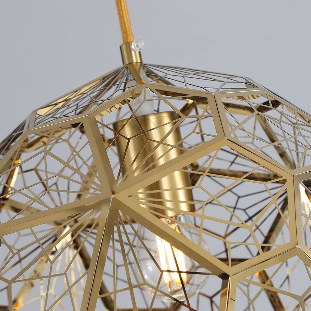 Moderno geométrico hueco globo de 1 lámpara colgante en oro Imagen de ventana
