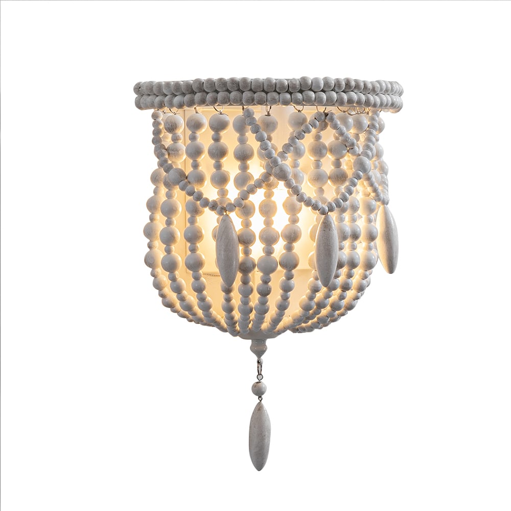 Distressed White 1-Light Boho Style Decorative Indoor Wall Sconce