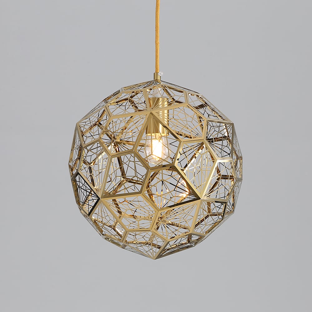 Moderno geométrico hueco globo de 1 lámpara colgante en oro Imagen de ventana