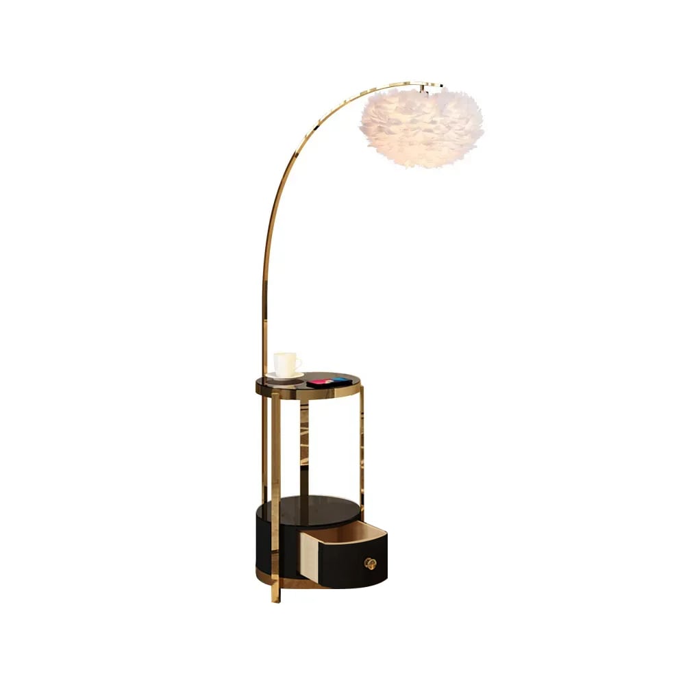 Feather Overarching Floor Lamp End Table with Wireless Charging & USB Port window image