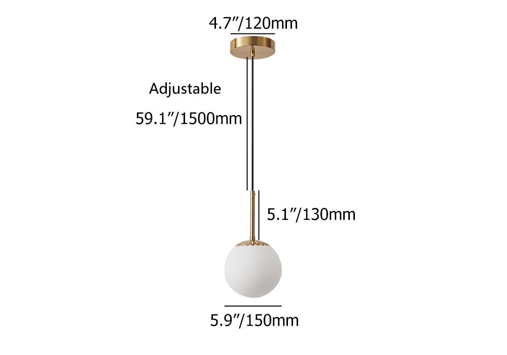 Modern Gold Globe 1-Light Indoor Pendant Light weights dimensions image