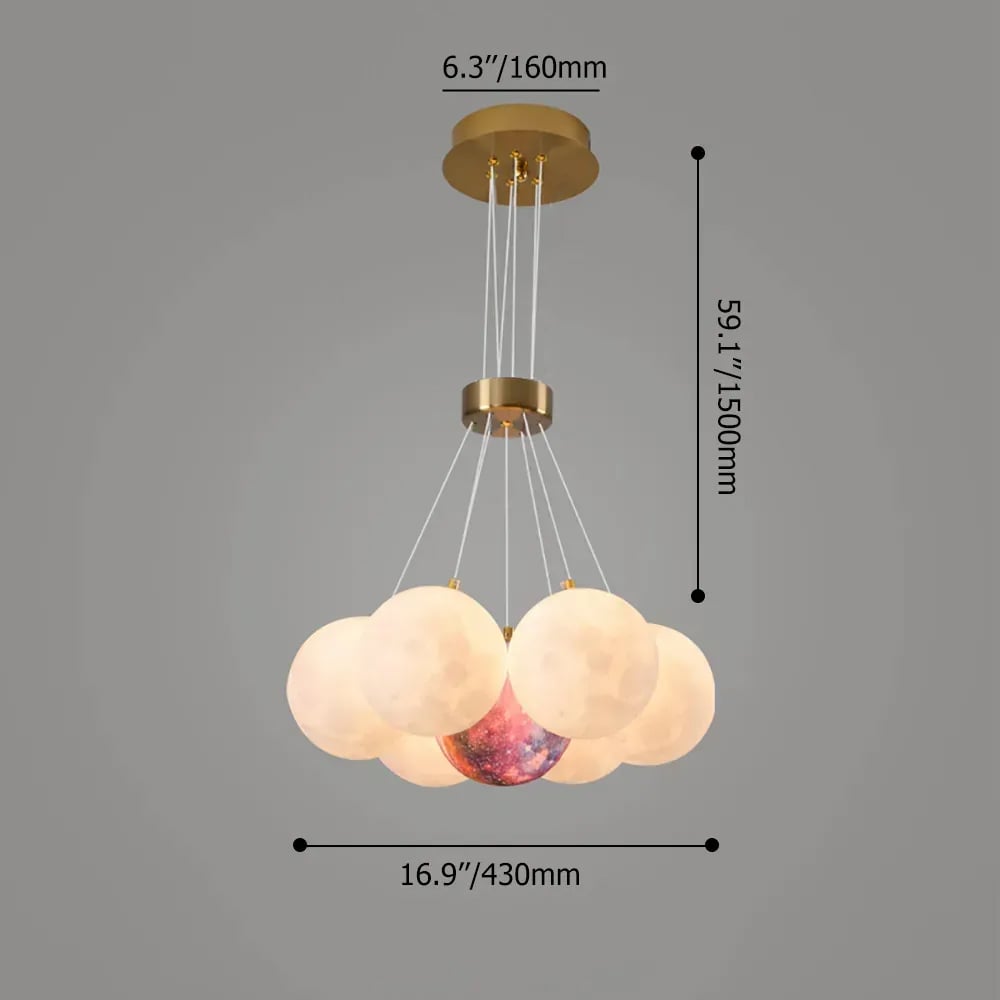 Moderne lineaire LED 7-licht 3D PLA lampenkap hanglamp Afbeelding met gewichten en afmetingen
