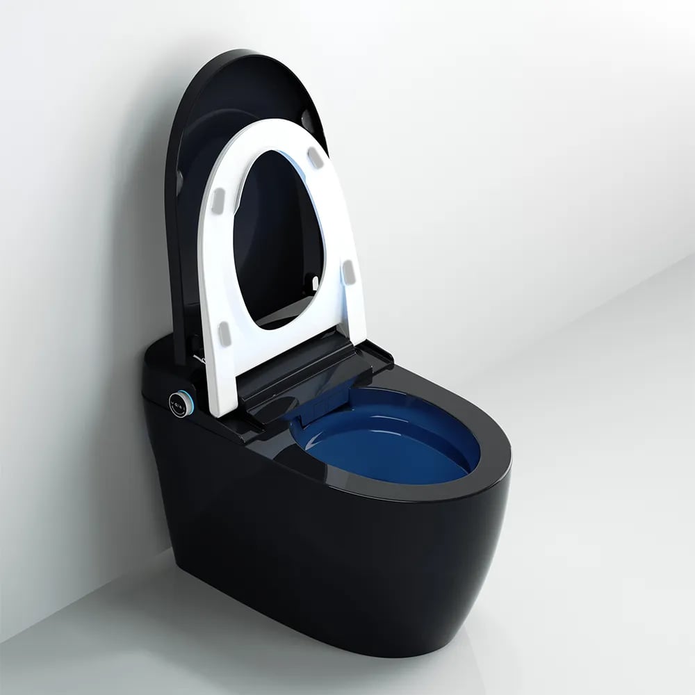 One-Piece Elongated Black Smart Toilet Floor Mounted Automatic Toilet Self-Clean window image