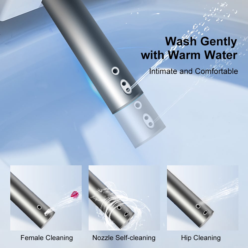 Modern Smart One-Piece 1.27 GPF Floor Mounted Elongated Toilet and Bidet with Seat window image