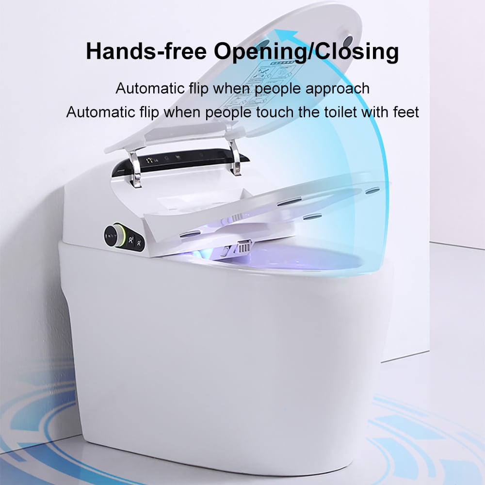 Modern Smart One-Piece 1.27 GPF Floor Mounted Elongated Toilet and Bidet with Seat window image