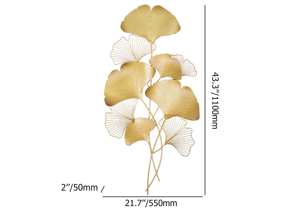 Mikikit Scultura In Metallo Foglie Di Ginkgo Decorazione Da Parete In