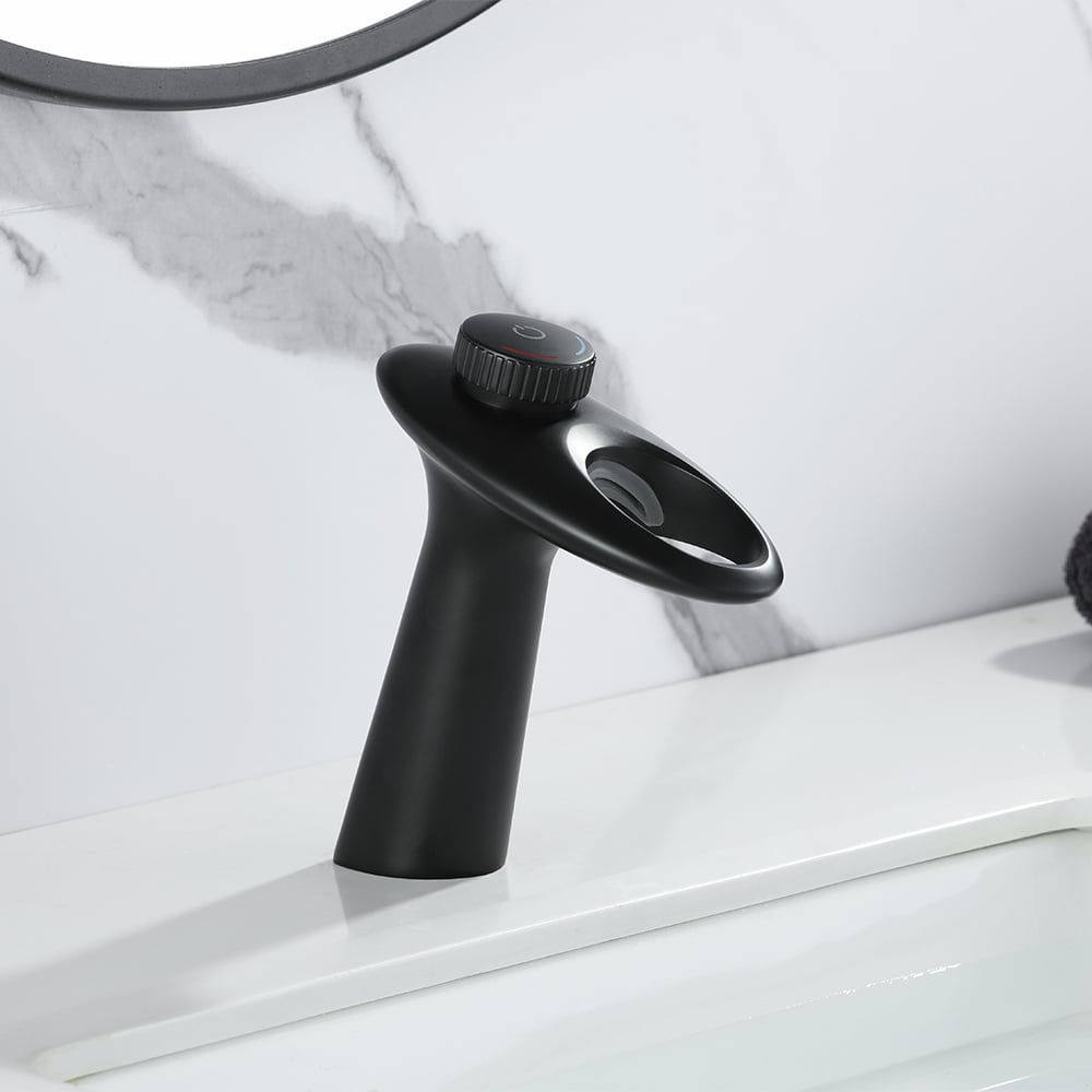 Modern Waterfall Bathroom Sink Faucet Single Knob Single Hole Solid ...