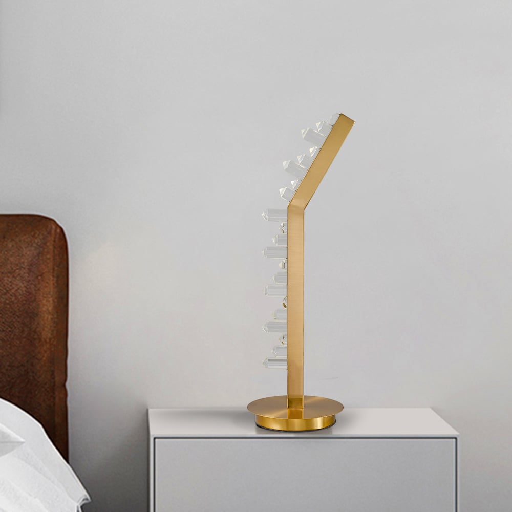 Modern LED Table Lamp in Gold Geometric Desk Bedside Lamps for Living Room window image