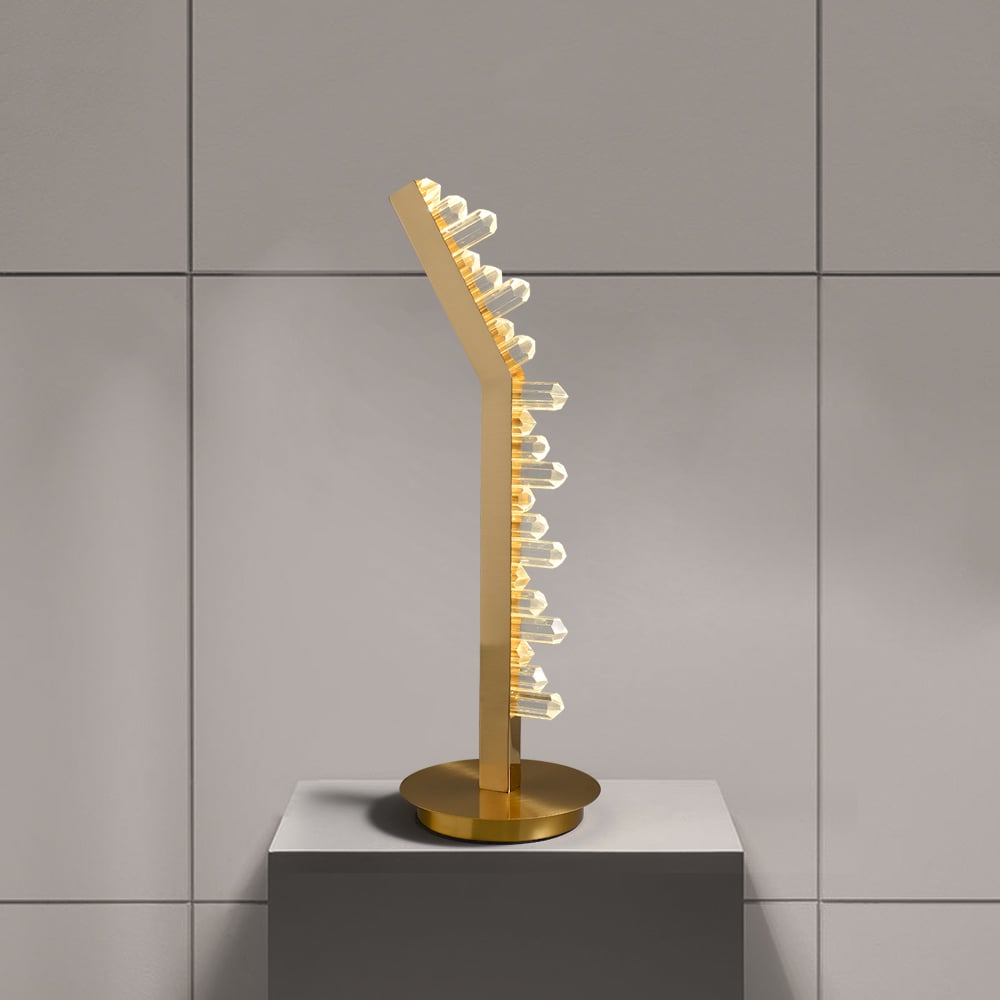 Modern LED Table Lamp in Gold Geometric Desk Bedside Lamps for Living Room window image