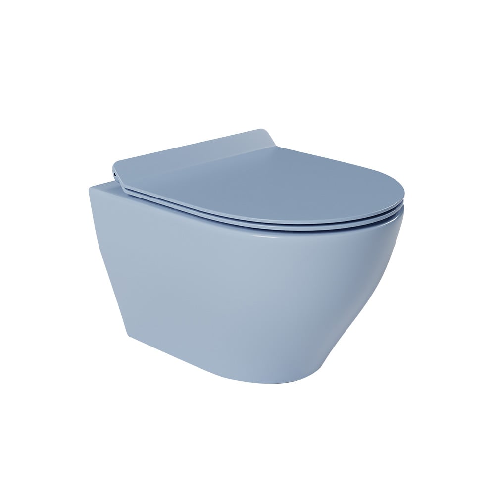 WC mural rond monobloc bleu moderne simplisme en céramique image de fenêtre